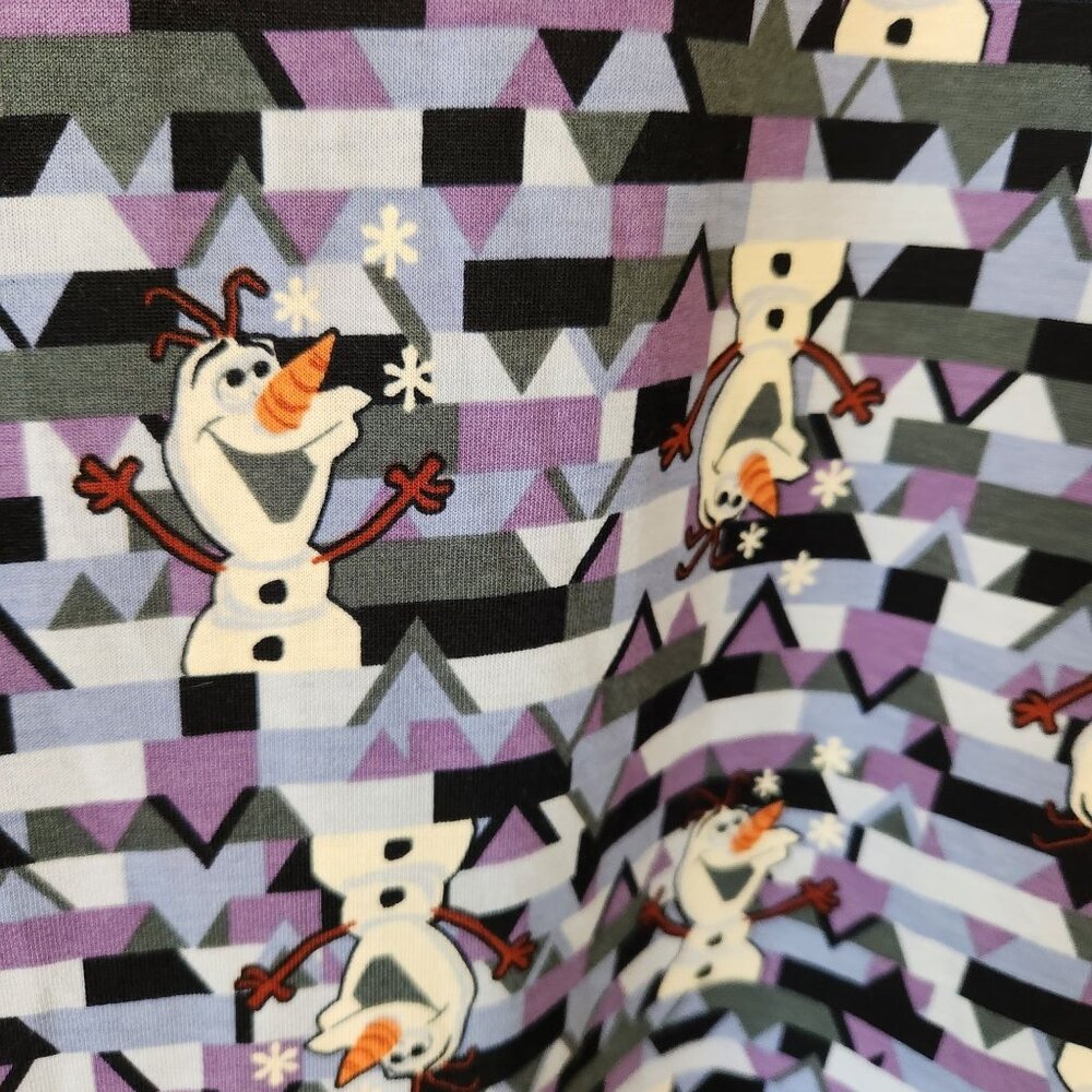Disney Frozen Olaf Tunic Top Swing Tee Purple Blue Geometric Print Cute Comfy M - Picture 3 of 9